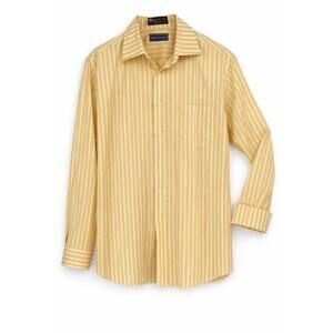 Paul Fredrick Men’s Button-Down Shirt – Yellow & White Stripe – Trim Fit 16-36